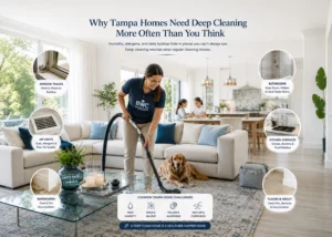 Professional deep cleaning service in a modern Tampa home with HEPA vacuum cleaning, humidity prevention, and healthy living environment.
